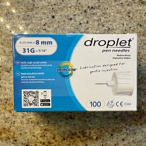 Droplet Pen 31G 100 Count 8mm NEW